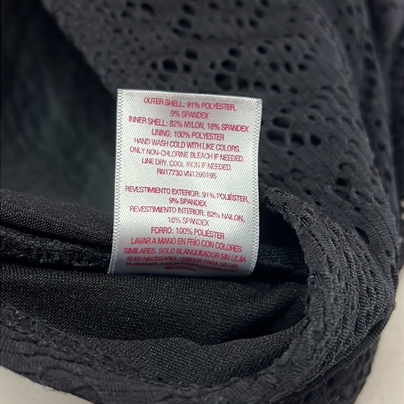 Merona Women's Black Mesh Lace Tankini Side Bone Ruche with Padding Size Small - Picture 4 of 8